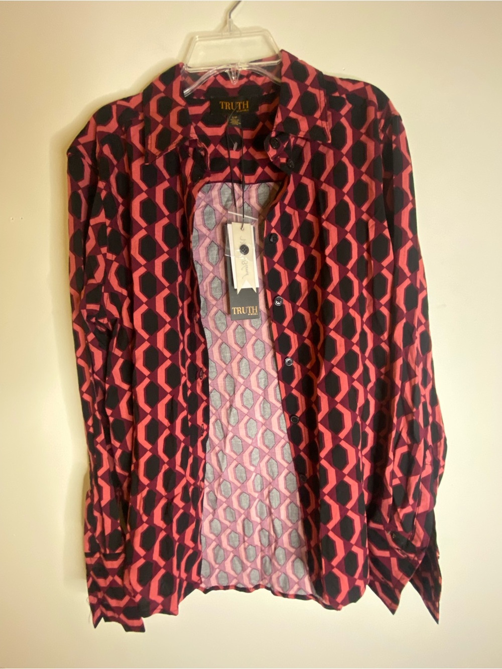 Truth Pink and Black Geometric Button-Front Blazer